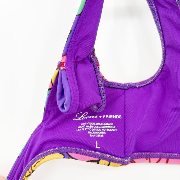 Lovers + Friends Women Beach Talie Balconette Underwire Floral Swim Bikini Top L - Picture 5 of 7